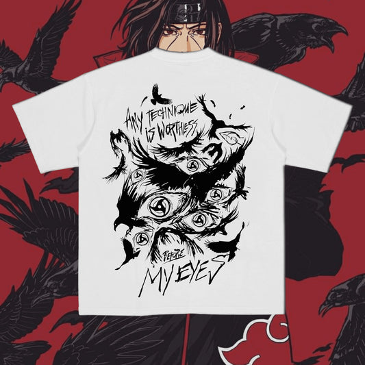 'Any technique is useless before my eyes' Itachi oversized Tshirt - 2fire.clubOversized Tshirt 240gsm